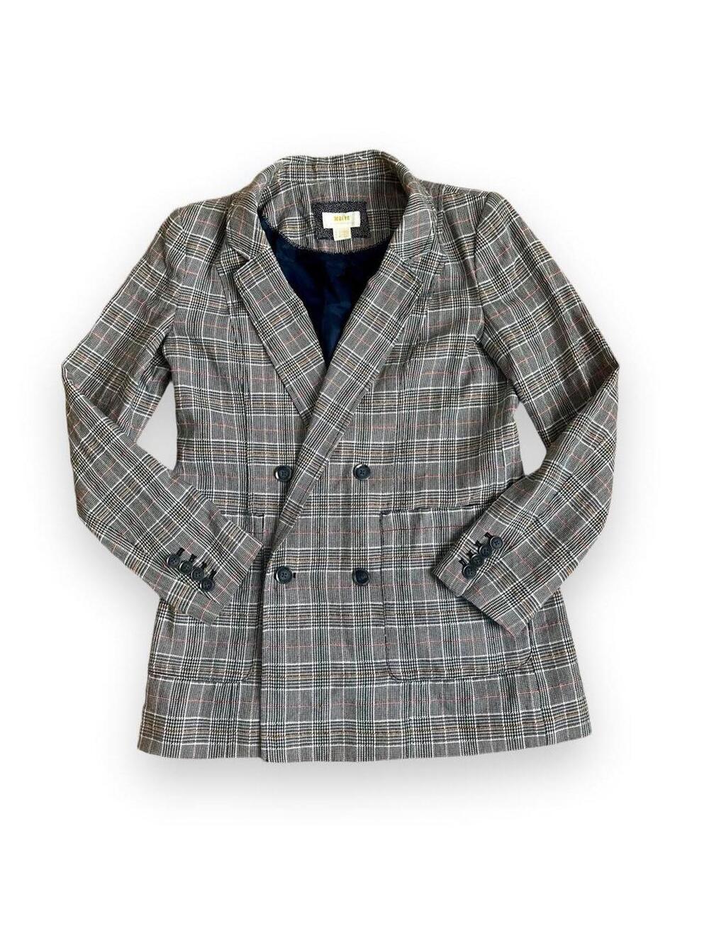Maeve Anthropologie Plaid Double Breasted Blazer Jacket Womens 4 Academia Preppy